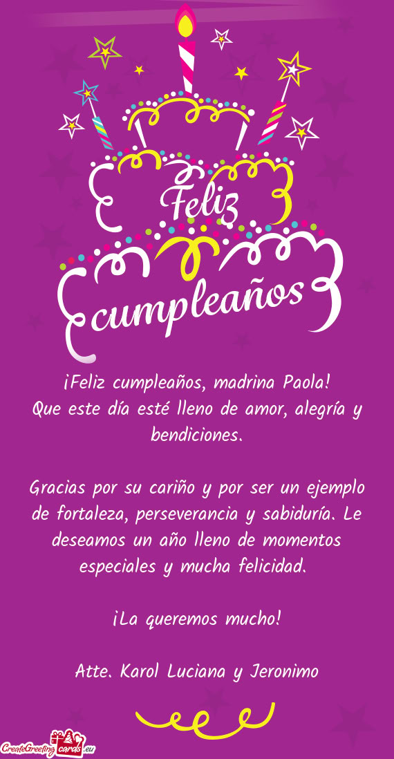 Gracias por su cariño y por ser un ejemplo de fortaleza, perseverancia y sabiduría. Le deseamos un