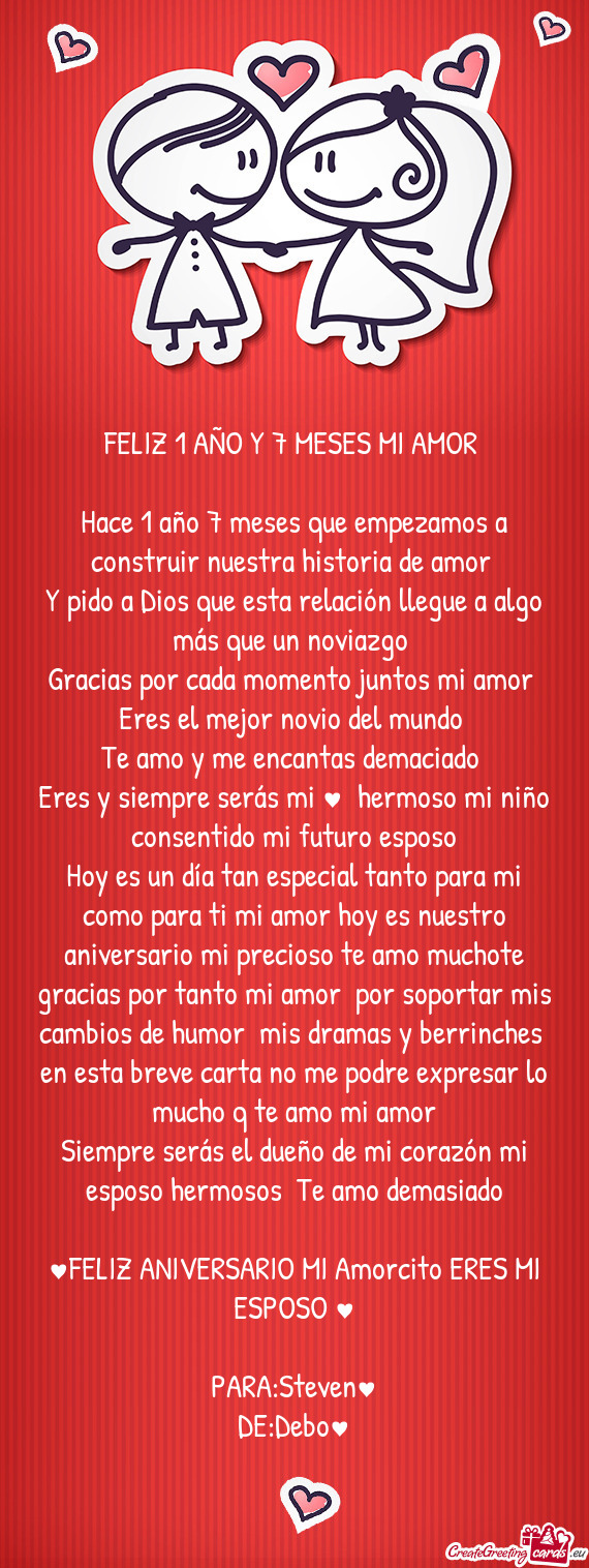 Gracias por tanto mi amor por soportar mis cambios de humor mis dramas y berrinches en esta breve