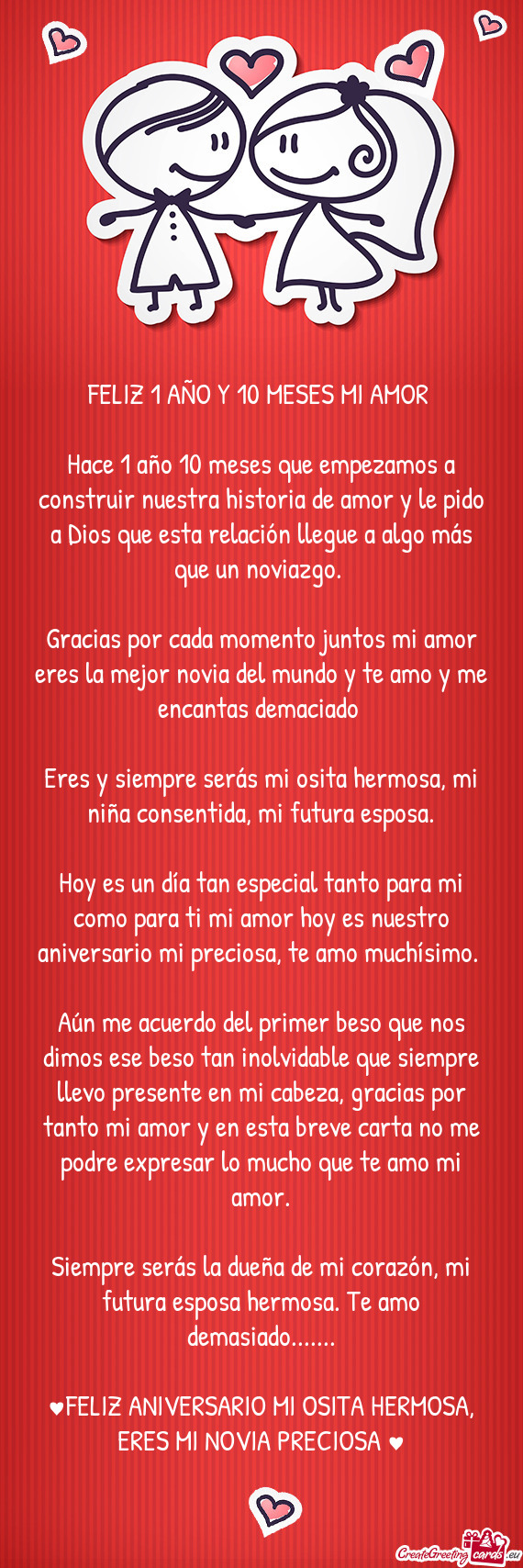 Hace 1 año 10 meses que empezamos a construir nuestra historia de amor y le pido a Dios que esta re