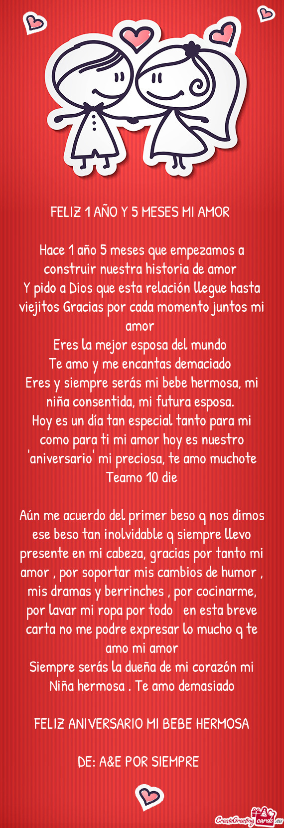 Hace 1 año 5 meses que empezamos a construir nuestra historia de amor