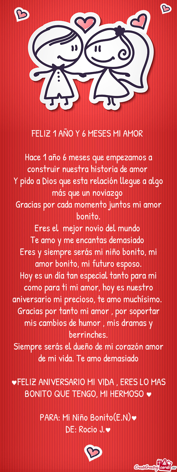 Hace 1 año 6 meses que empezamos a construir nuestra historia de amor