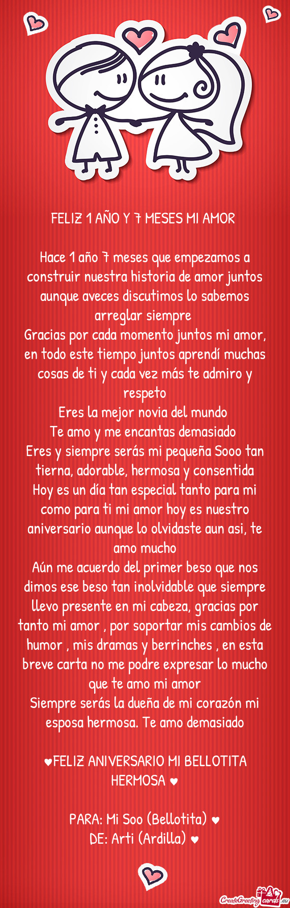 Hace 1 año 7 meses que empezamos a construir nuestra historia de amor juntos aunque aveces discutim