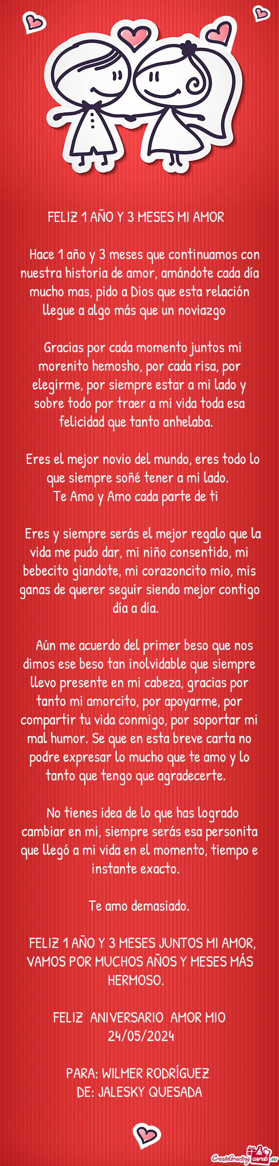 ❤❣🐷Hace 1 año y 3 meses que continuamos con nuestra historia de amor, amándote cada día mu