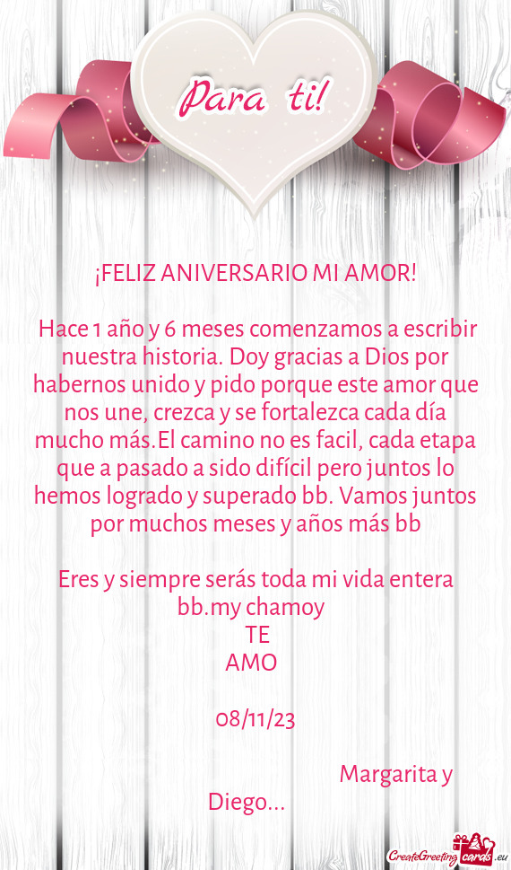 🌸Hace 1 año y 6 meses comenzamos a escribir nuestra historia. Doy gracias a Dios por habernos un
