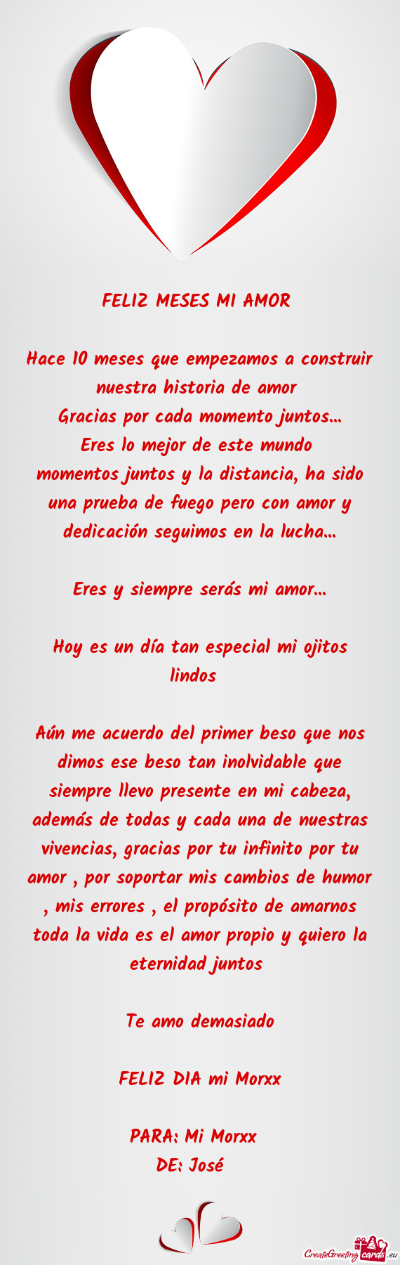 Hace 10 meses que empezamos a construir nuestra historia de amor