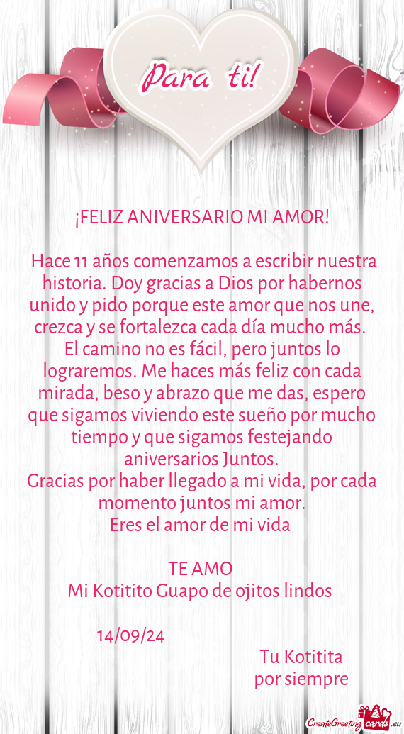 🌸Hace 11 años comenzamos a escribir nuestra historia. Doy gracias a Dios por habernos unido y pi