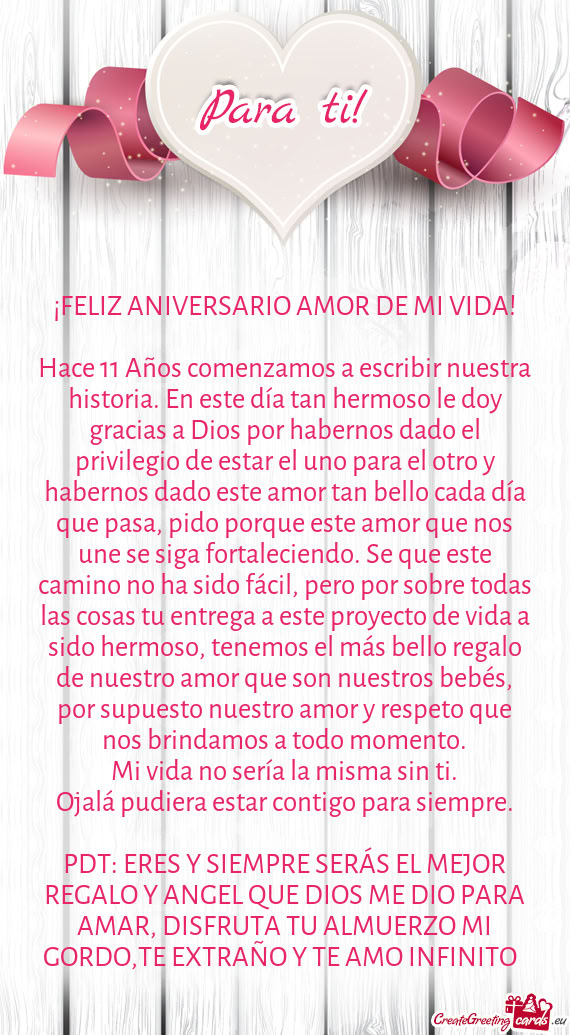 Hace 11 Años comenzamos a escribir nuestra historia. En este día tan hermoso le doy gracias a Dios
