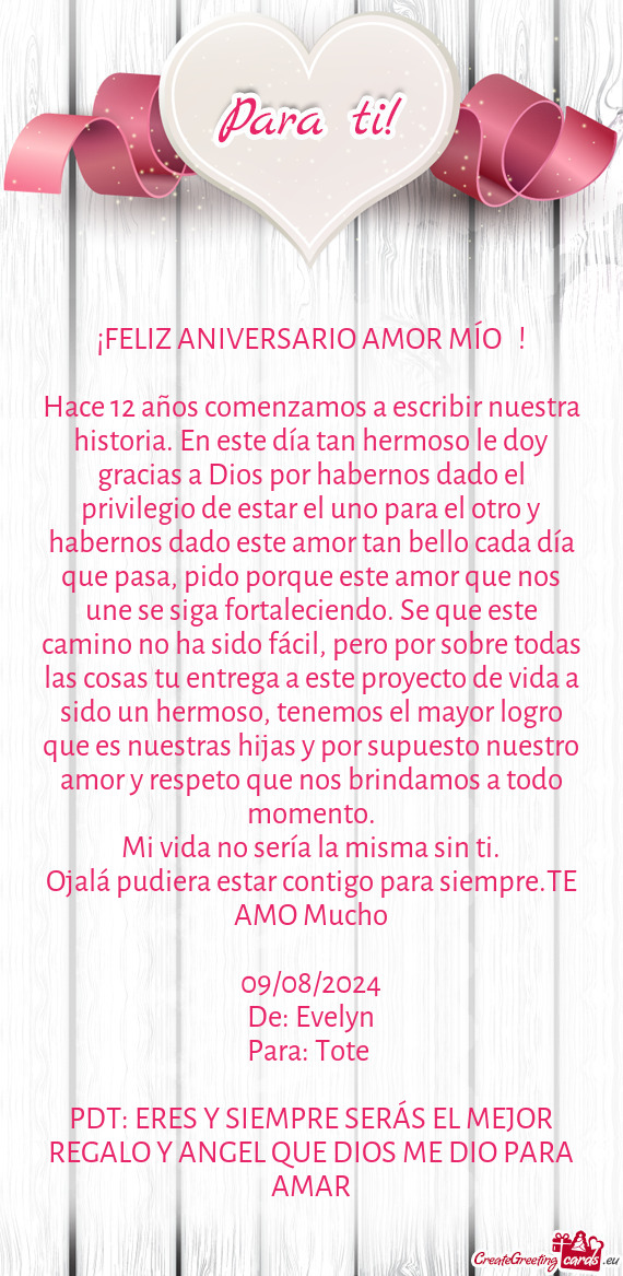 Hace 12 años comenzamos a escribir nuestra historia. En este día tan hermoso le doy gracias a Dios