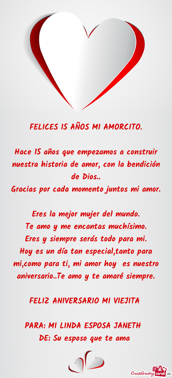 Hace 15 años que empezamos a construir nuestra historia de amor, con la bendición de Dios