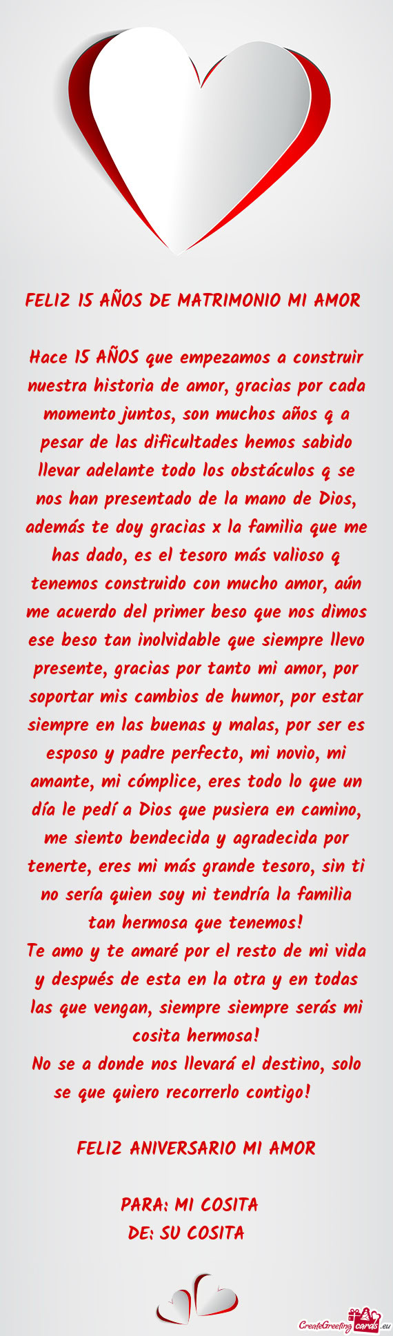 Hace 15 AÑOS que empezamos a construir nuestra historia de amor, gracias por cada momento juntos, s