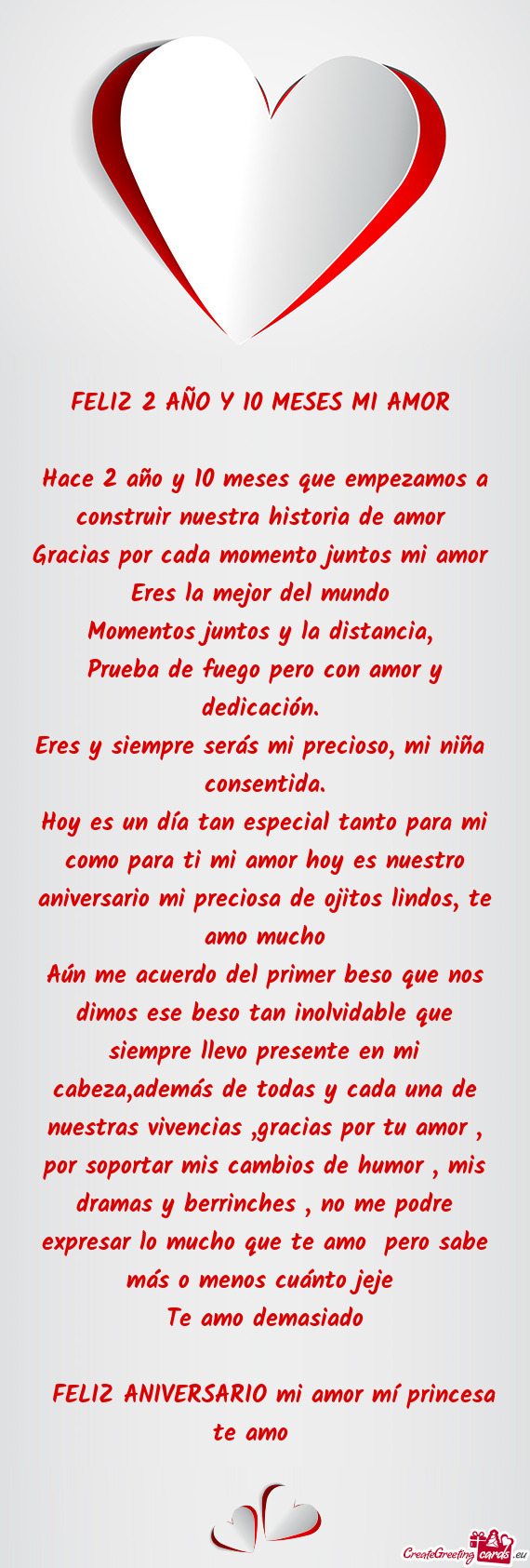 Hace 2 año y 10 meses que empezamos a construir nuestra historia de amor