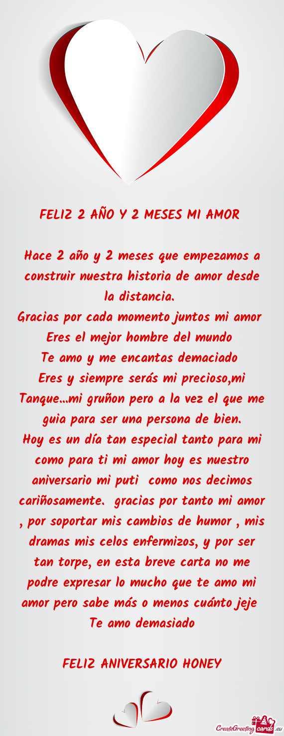 Hace 2 año y 2 meses que empezamos a construir nuestra historia de amor desde la distancia