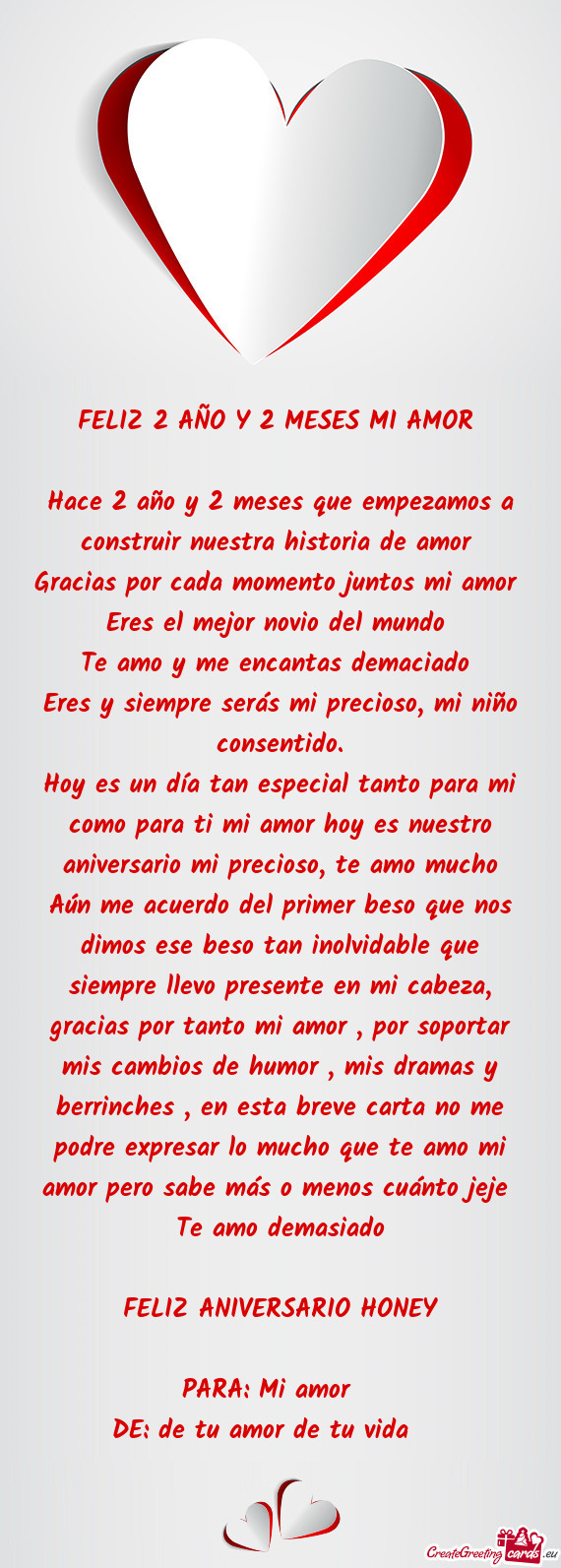 Hace 2 año y 2 meses que empezamos a construir nuestra historia de amor