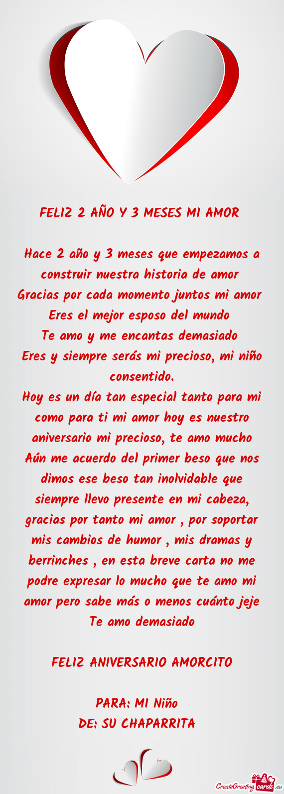 Hace 2 año y 3 meses que empezamos a construir nuestra historia de amor