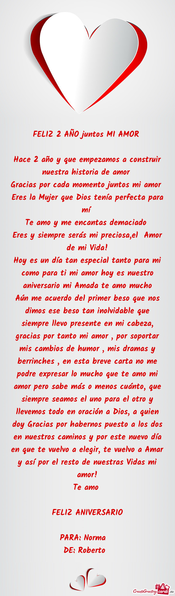 Hace 2 año y que empezamos a construir nuestra historia de amor