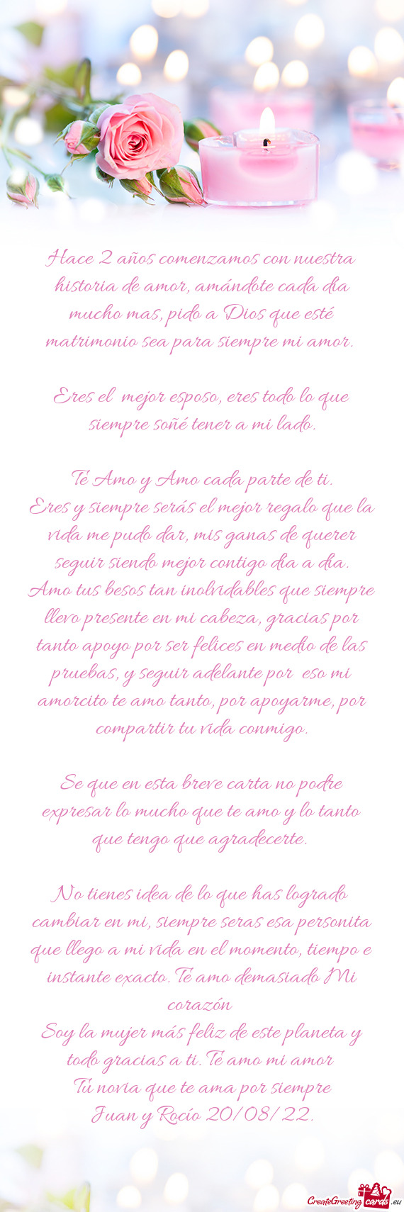 Hace 2 años comenzamos con nuestra historia de amor, amándote cada día mucho mas, pido a Dios que