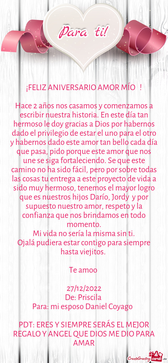 Hace 2 años nos casamos y comenzamos a escribir nuestra historia. En este día tan hermoso le doy g