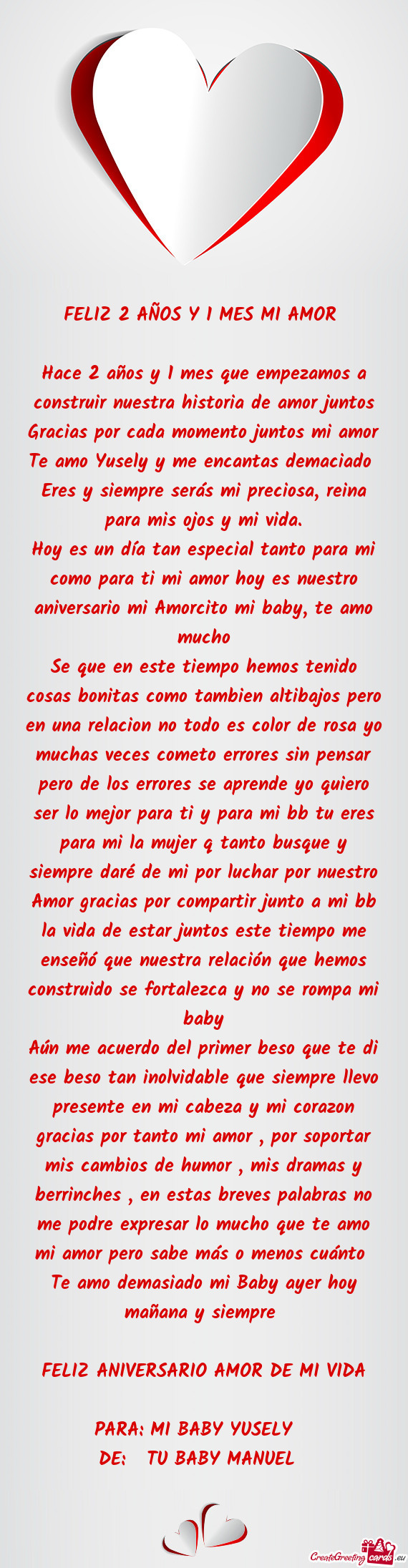 Hace 2 años y 1 mes que empezamos a construir nuestra historia de amor juntos Gracias por cada mome