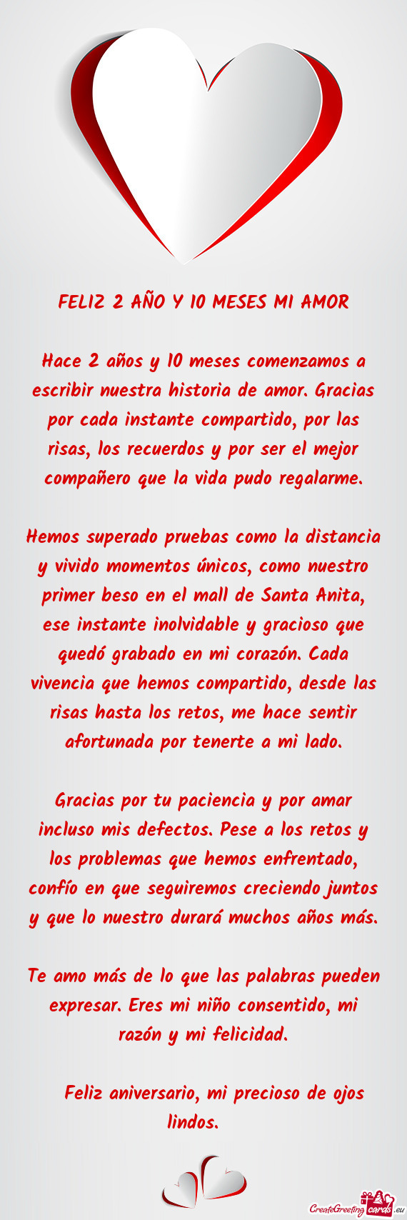 Hace 2 años y 10 meses comenzamos a escribir nuestra historia de amor. Gracias por cada instante co