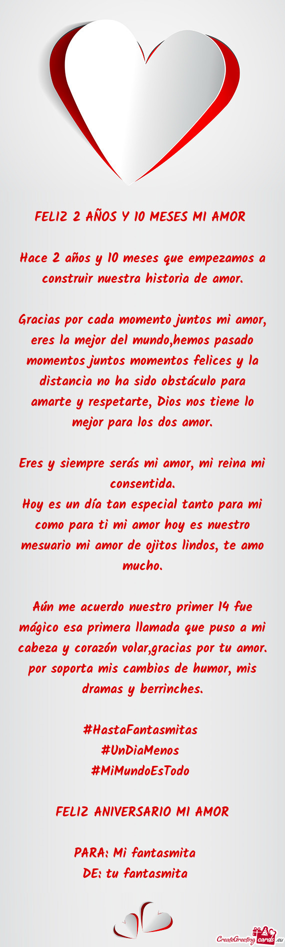 Hace 2 años y 10 meses que empezamos a construir nuestra historia de amor