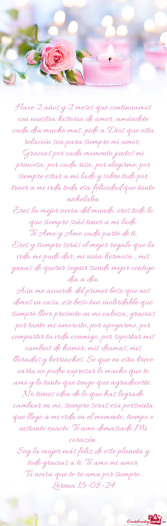 Hace 2 años y 2 meses que continuamos con nuestra historia de amor, amándote cada día mucho mas