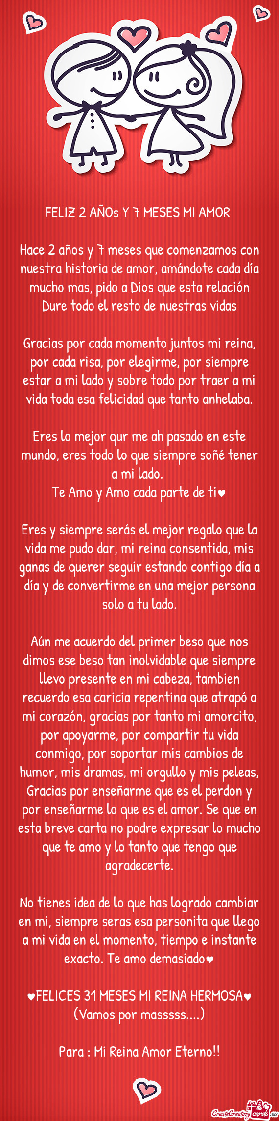 Hace 2 años y 7 meses que comenzamos con nuestra historia de amor, amándote cada día mucho mas, p