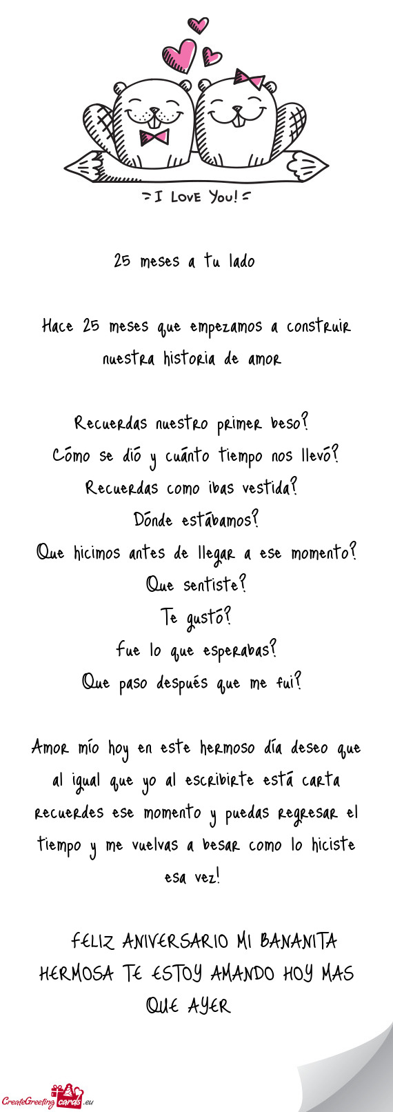 Hace 25 meses que empezamos a construir nuestra historia de amor