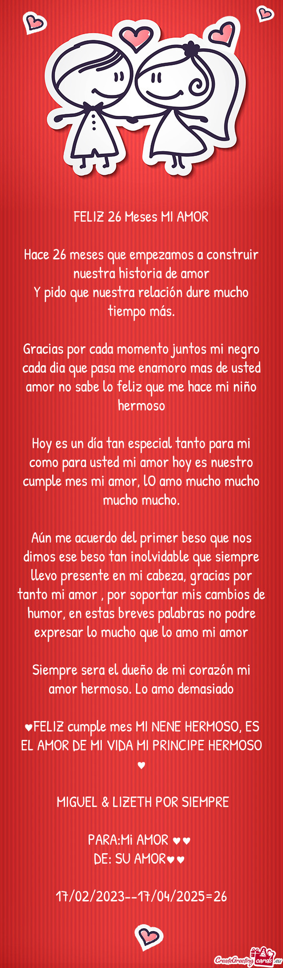 Hace 26 meses que empezamos a construir nuestra historia de amor