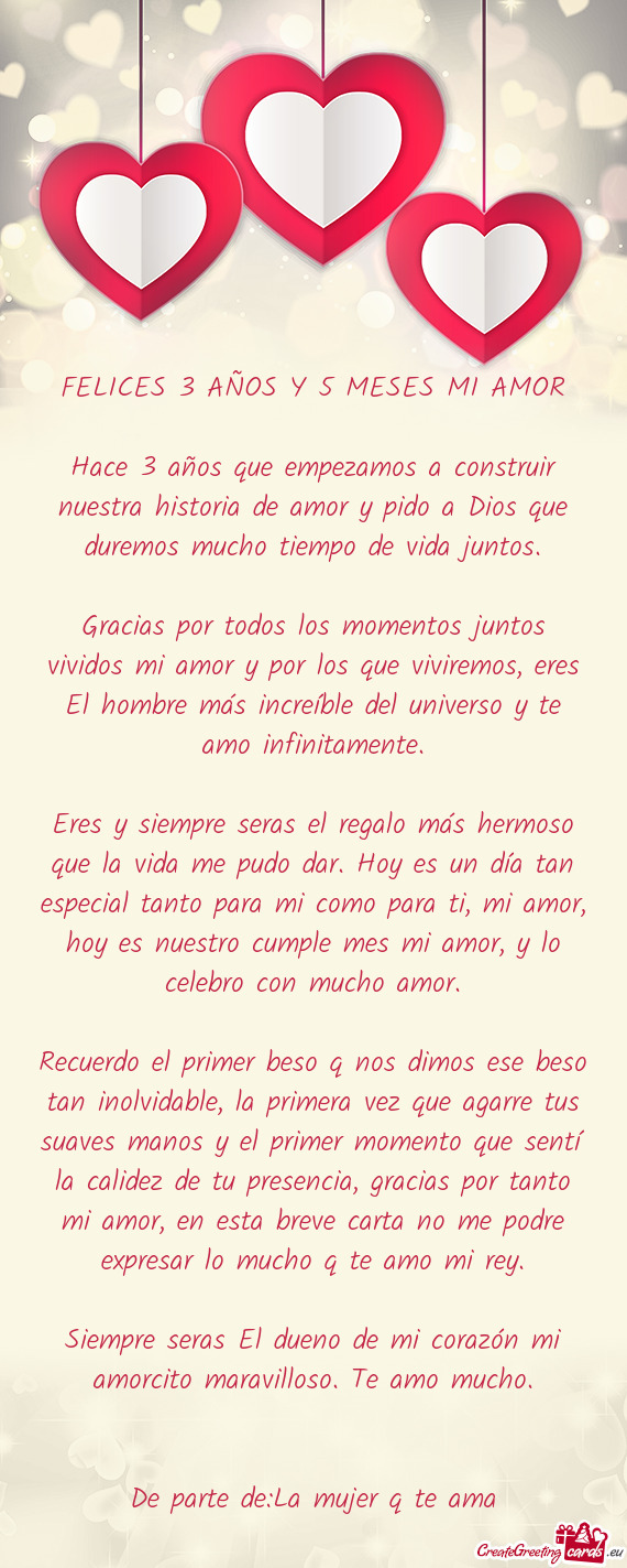Hace 3 años que empezamos a construir nuestra historia de amor y pido a Dios que duremos mucho tiem