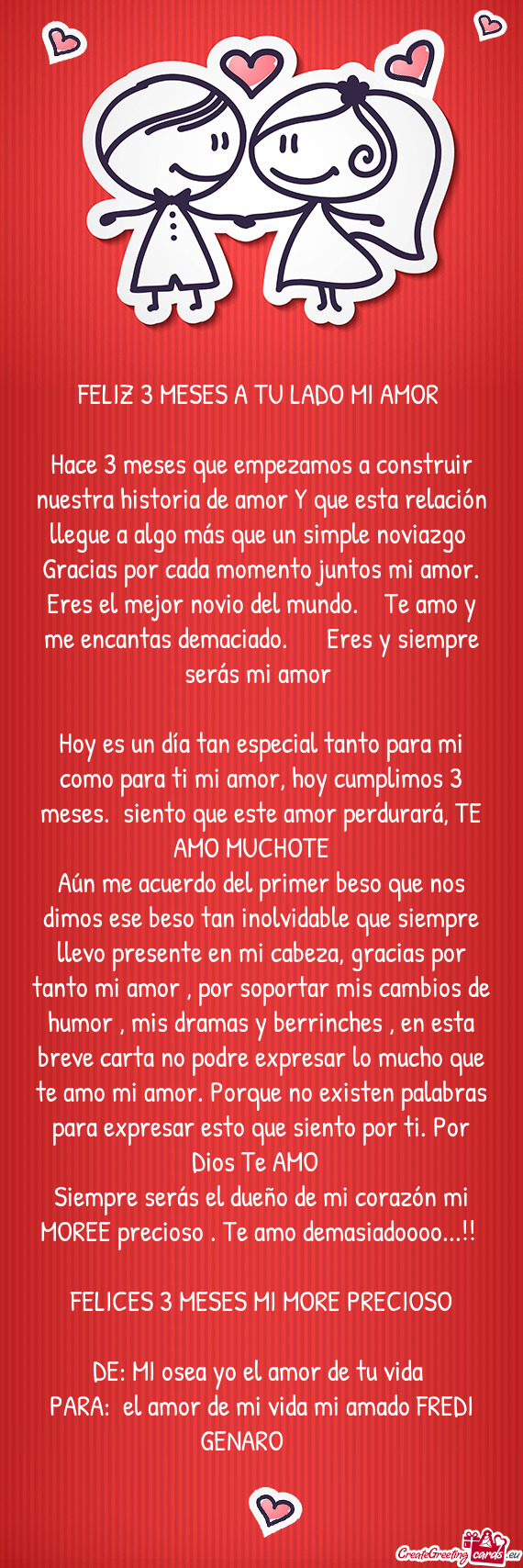 Hace 3 meses que empezamos a construir nuestra historia de amor Y que esta relación llegue a algo m