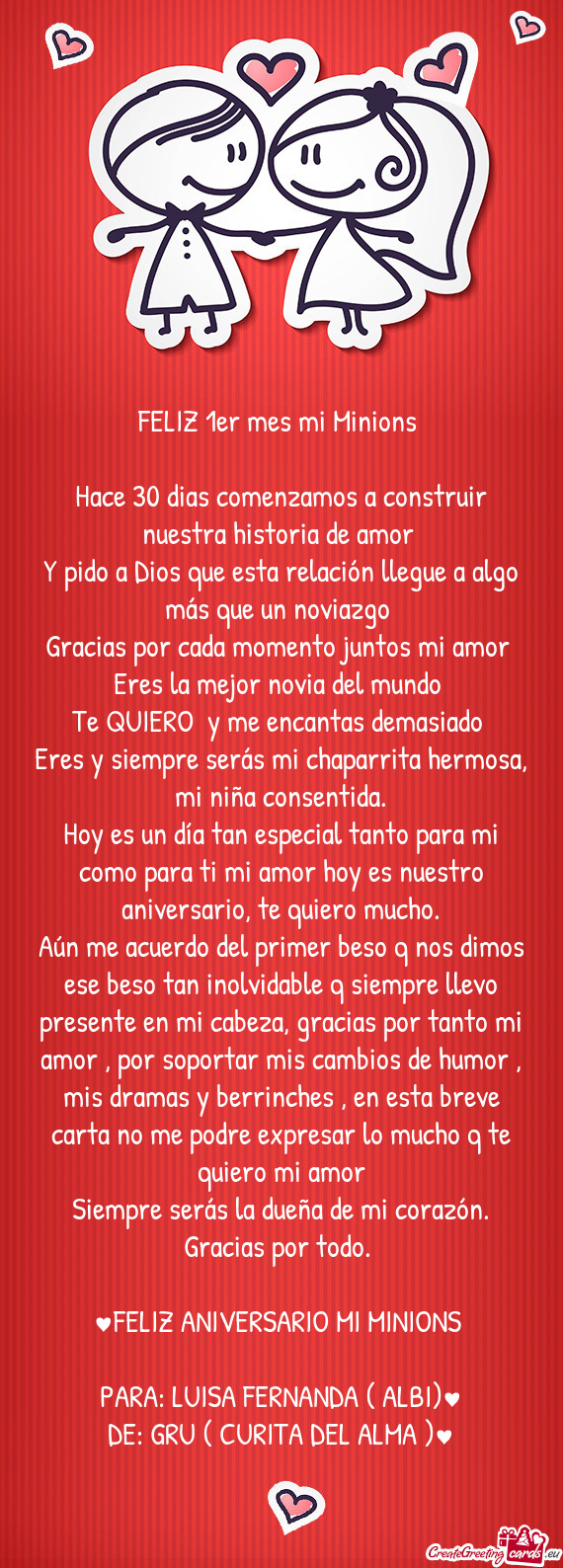 Hace 30 dias comenzamos a construir nuestra historia de amor