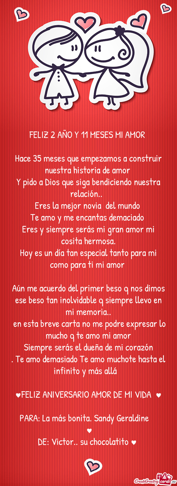 Hace 35 meses que empezamos a construir nuestra historia de amor
