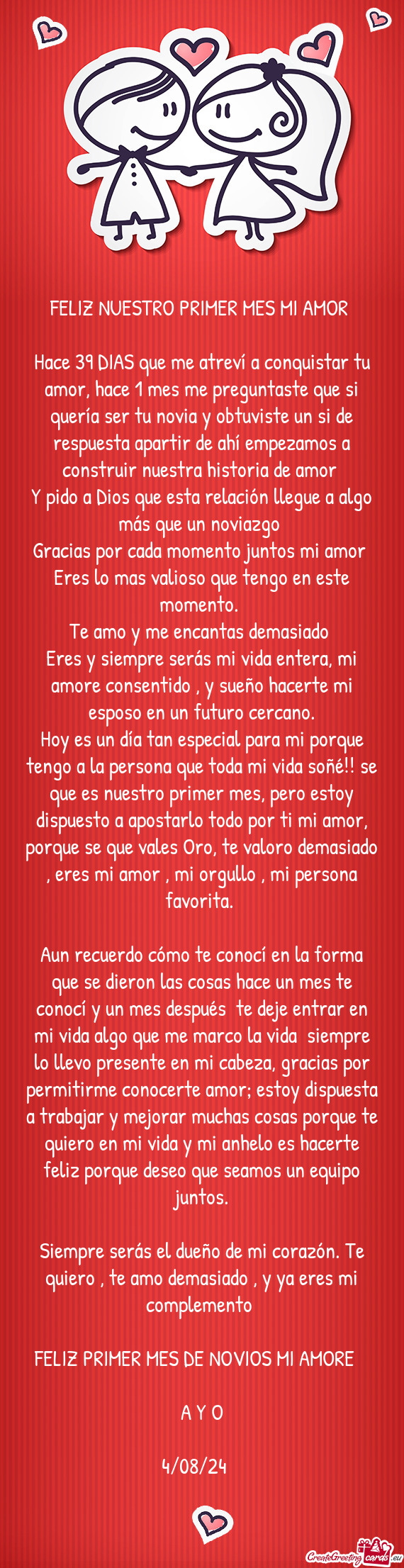 Hace 39 DIAS que me atreví a conquistar tu amor, hace 1 mes me preguntaste que si quería ser tu no