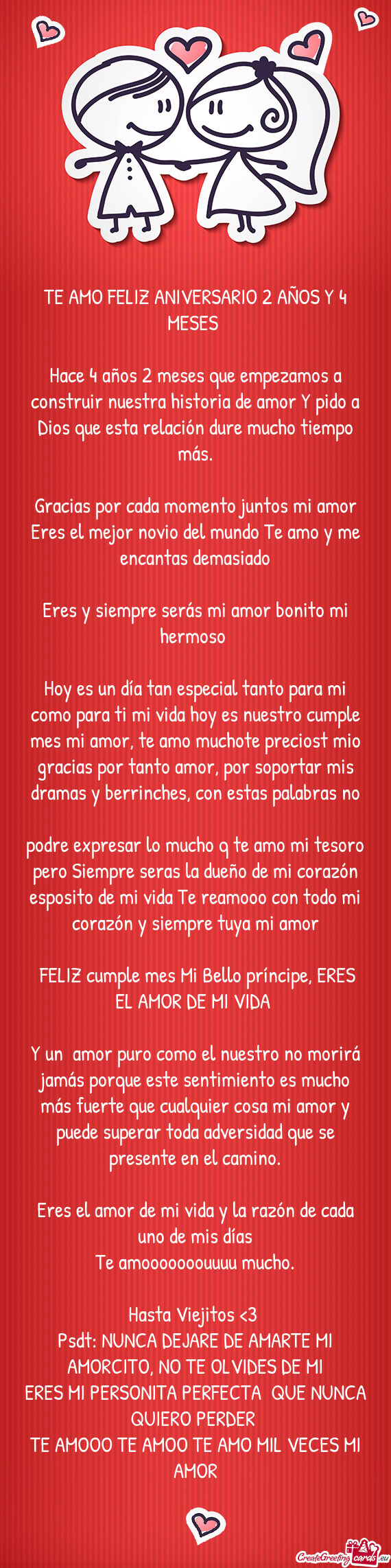 Hace 4 años 2 meses que empezamos a construir nuestra historia de amor Y pido a Dios que esta relac