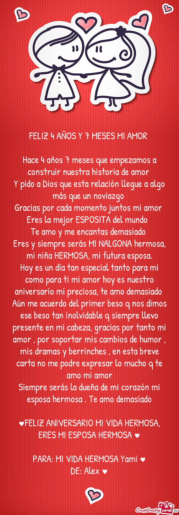 Hace 4 años 7 meses que empezamos a construir nuestra historia de amor