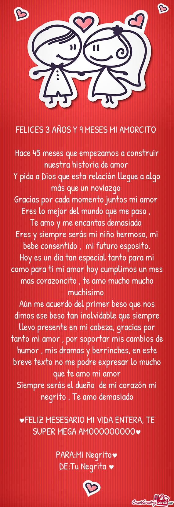 Hace 45 meses que empezamos a construir nuestra historia de amor