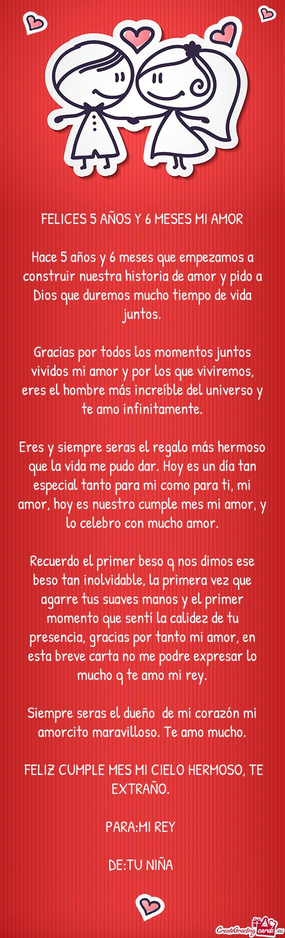 Hace 5 años y 6 meses que empezamos a construir nuestra historia de amor y pido a Dios que duremos