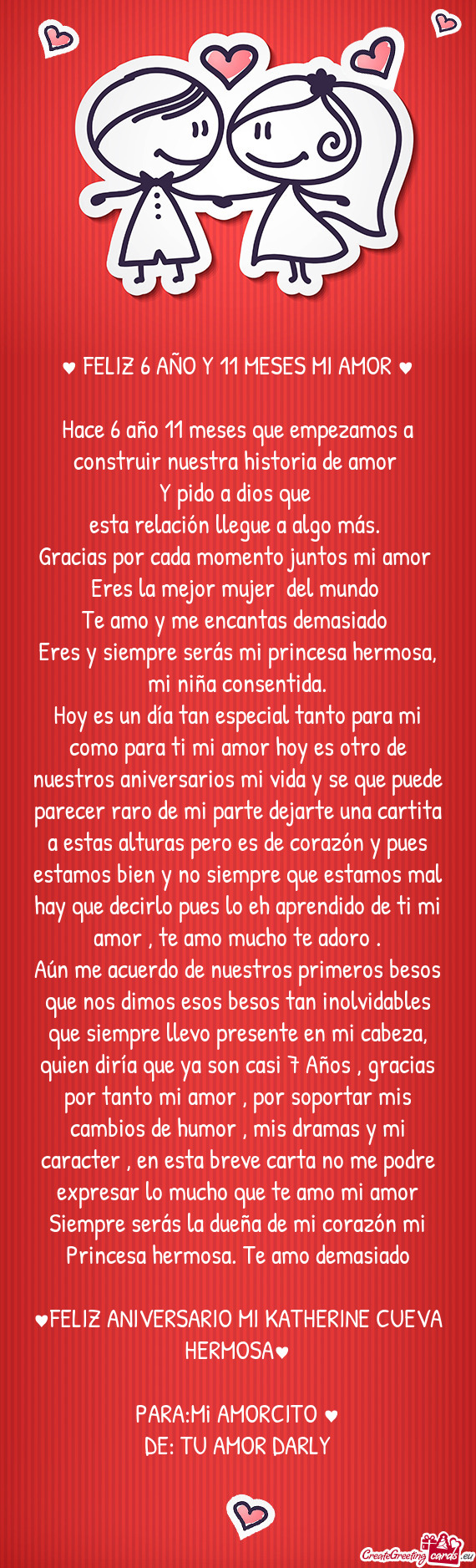 Hace 6 año 11 meses que empezamos a construir nuestra historia de amor