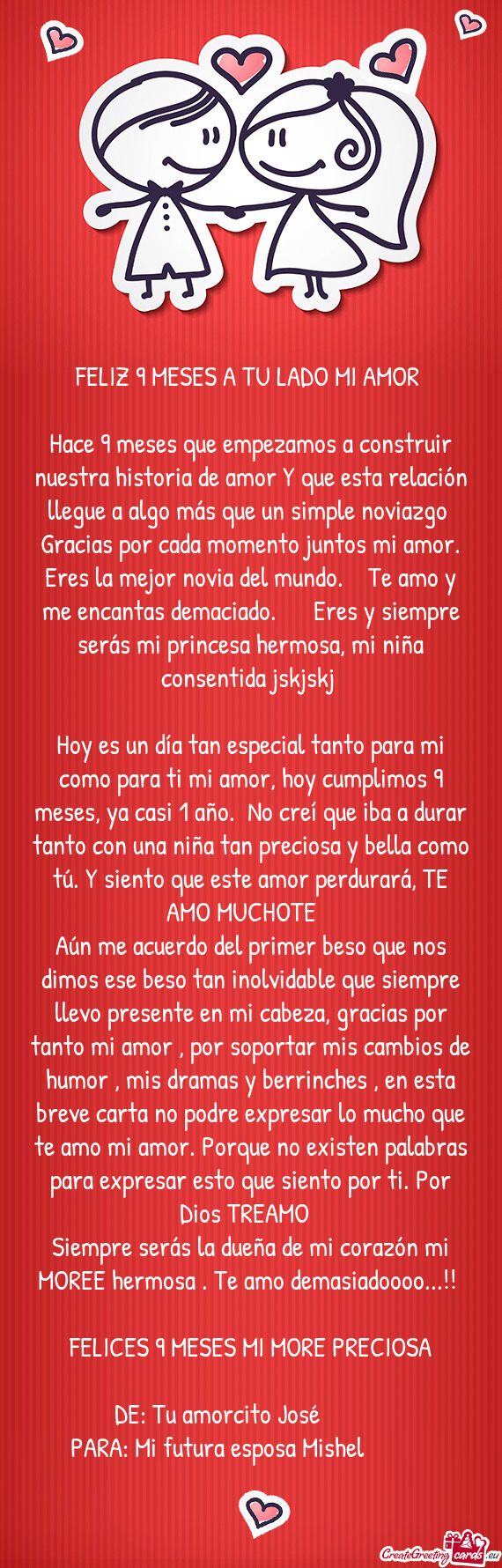 Hace 9 meses que empezamos a construir nuestra historia de amor Y que esta relación llegue a algo m