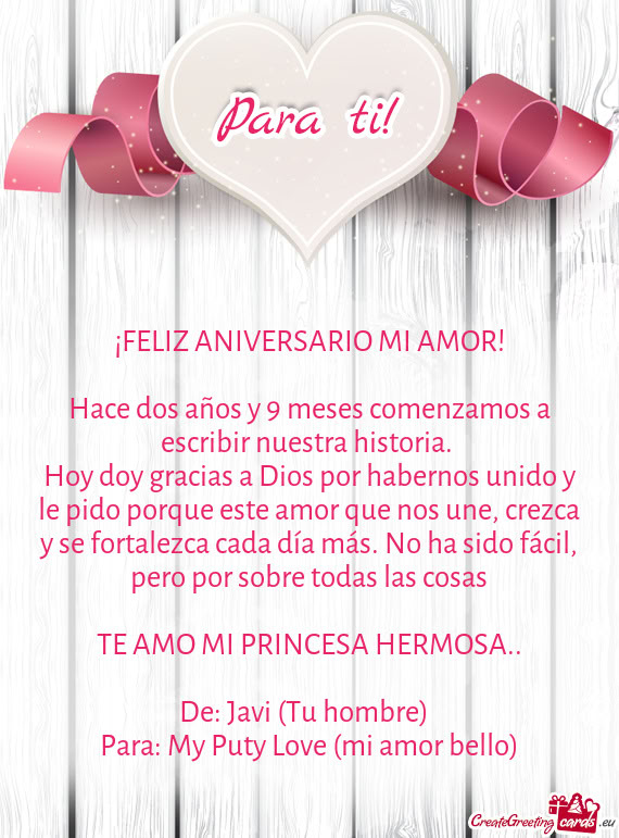 Hace dos años y 9 meses comenzamos a escribir nuestra historia