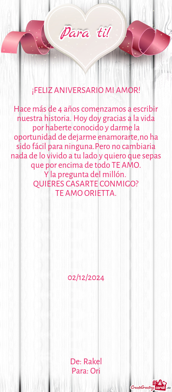 Hace más de 4 años comenzamos a escribir nuestra historia. Hoy doy gracias a la vida por haberte c