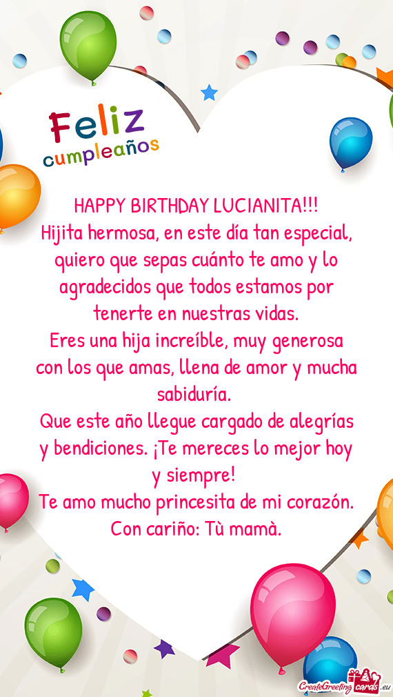 HAPPY BIRTHDAY LUCIANITA