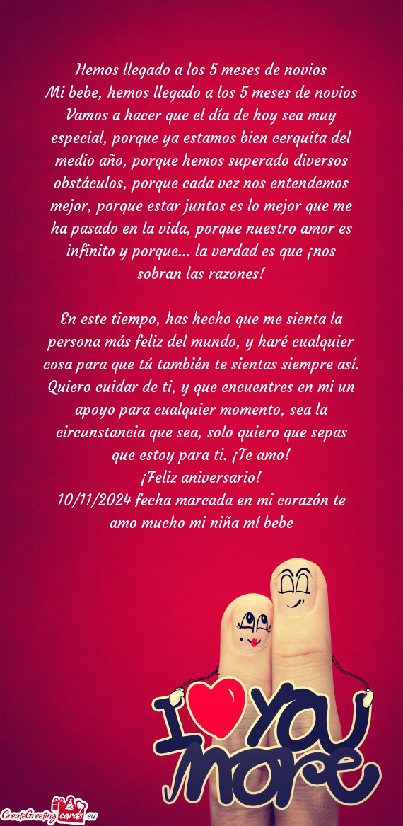 Hemos llegado a los 5 meses de novios
