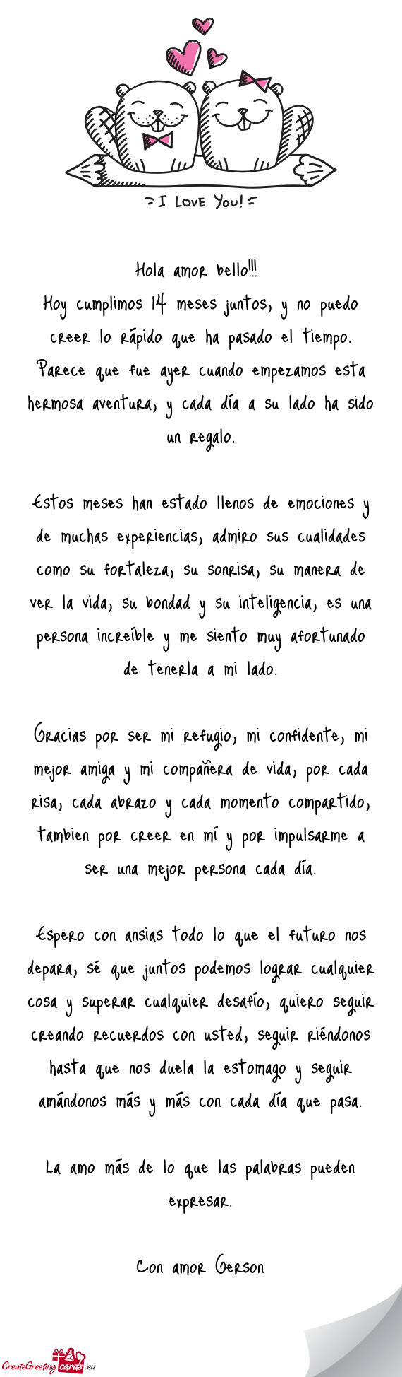Hola amor bello
