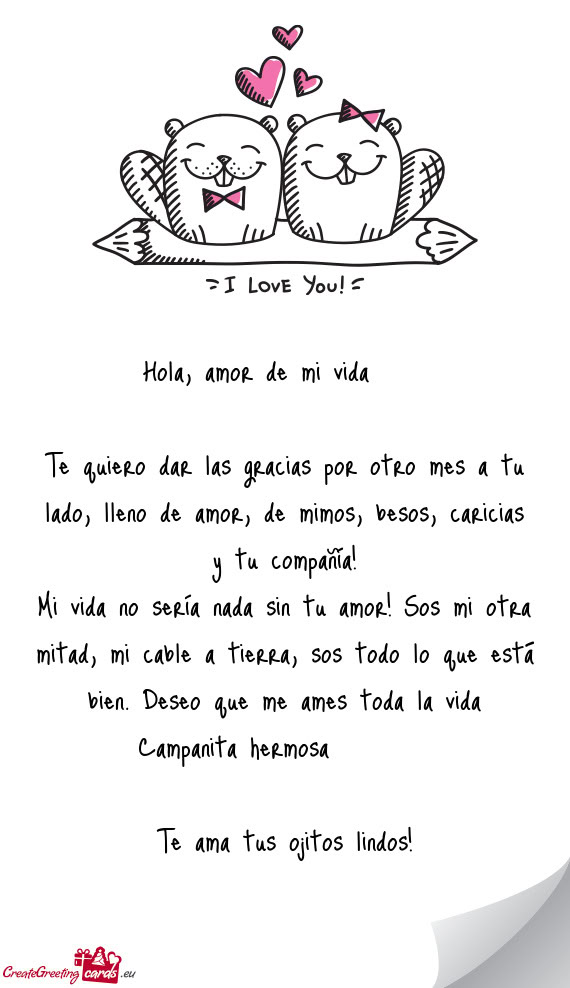 Hola, amor de mi vida ❤️