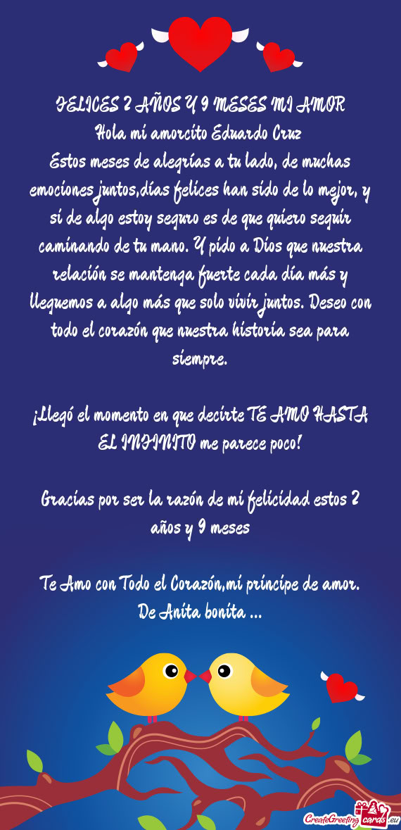 Hola mi amorcito Eduardo Cruz