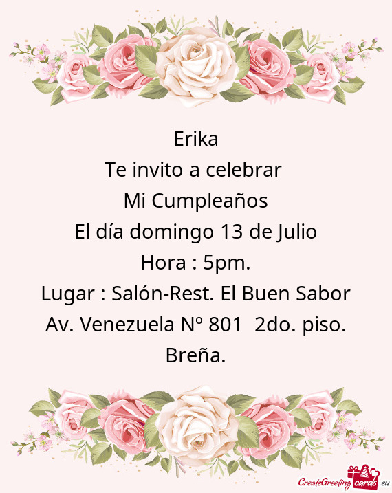 Hora : 5pm