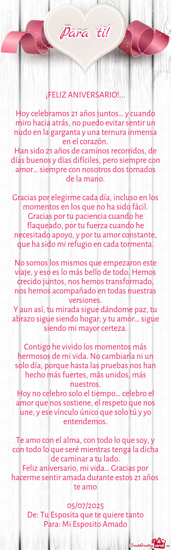 Hoy celebramos 21 años juntos… y cuando miro hacia atrás, no puedo evitar sentir un nudo en la g
