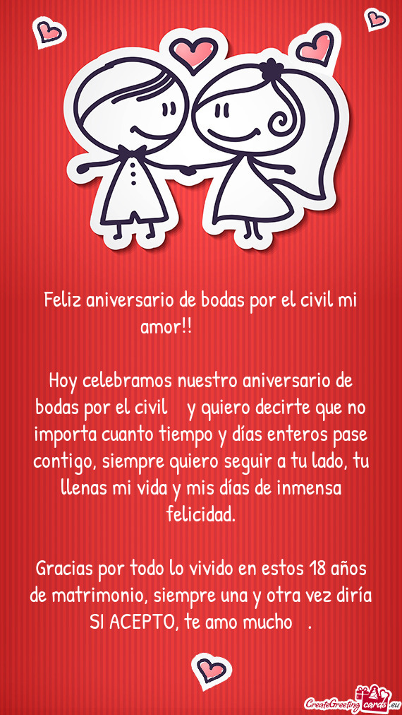 Hoy celebramos nuestro aniversario de bodas por el civil 🎉🎉 y quiero decirte que no importa cu