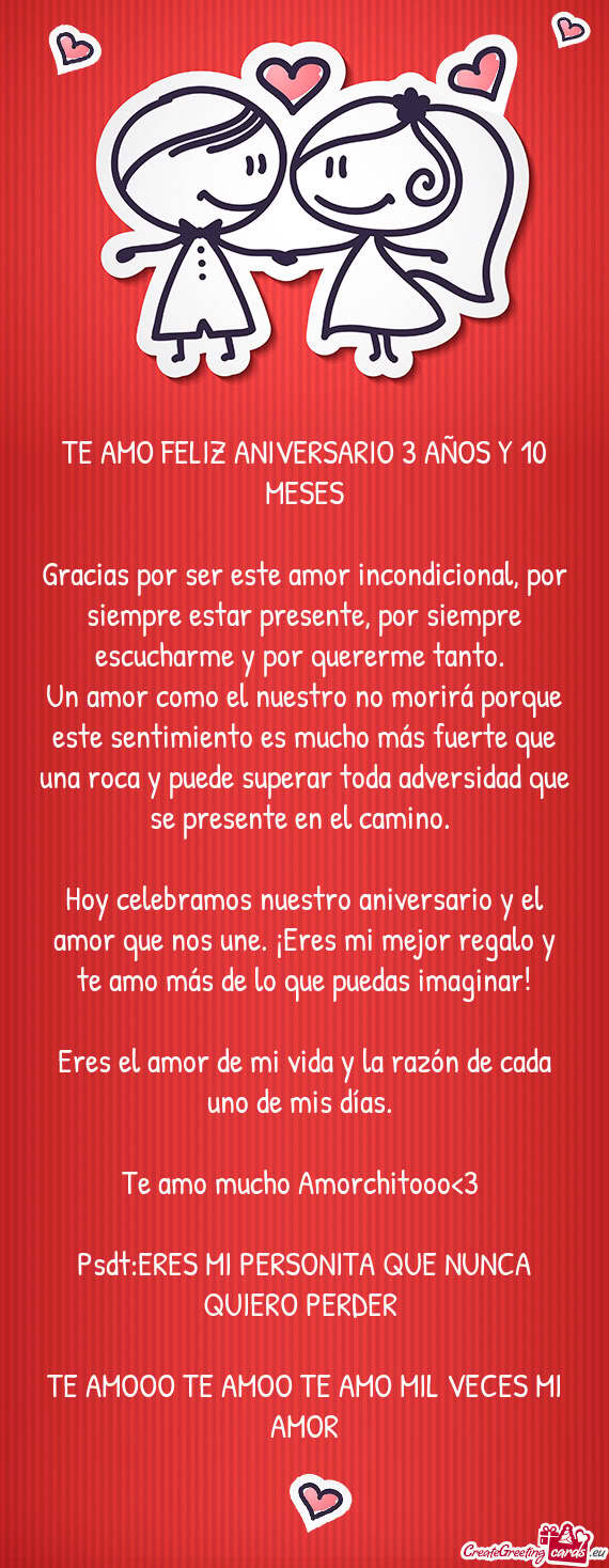 Hoy celebramos nuestro aniversario y el amor que nos une. ¡Eres mi mejor regalo y te amo más de lo